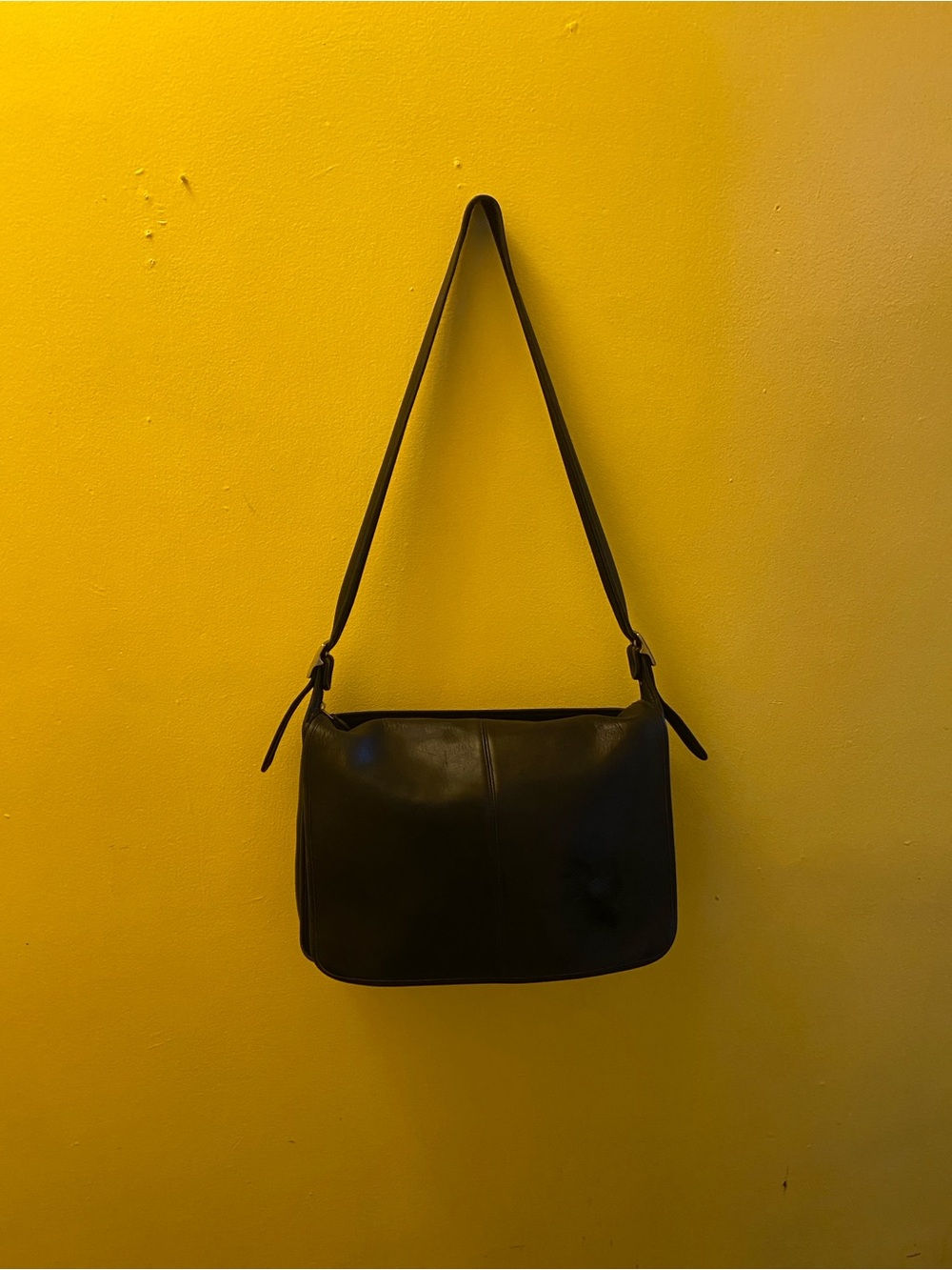 Classic Black Leather Shoulder Bag